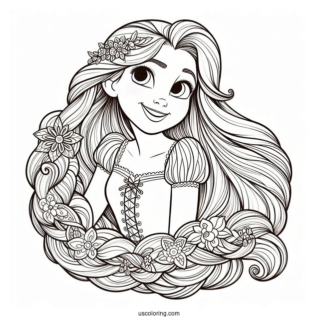 Easy Coloring Page Of Rapunzel