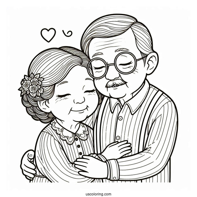 Precious Moments Coloring Page Of Grandparents In Love