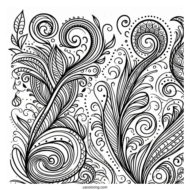 Curved Patterns Coloring Page For Kids