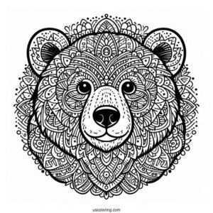 Detailed Bear Coloring Page Mandala