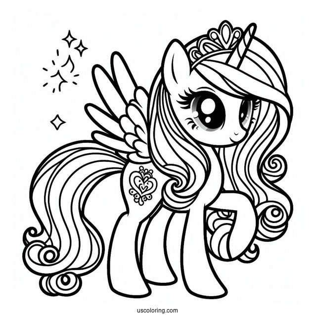 Outline of Princess Rainbow Dash for Preschoolers