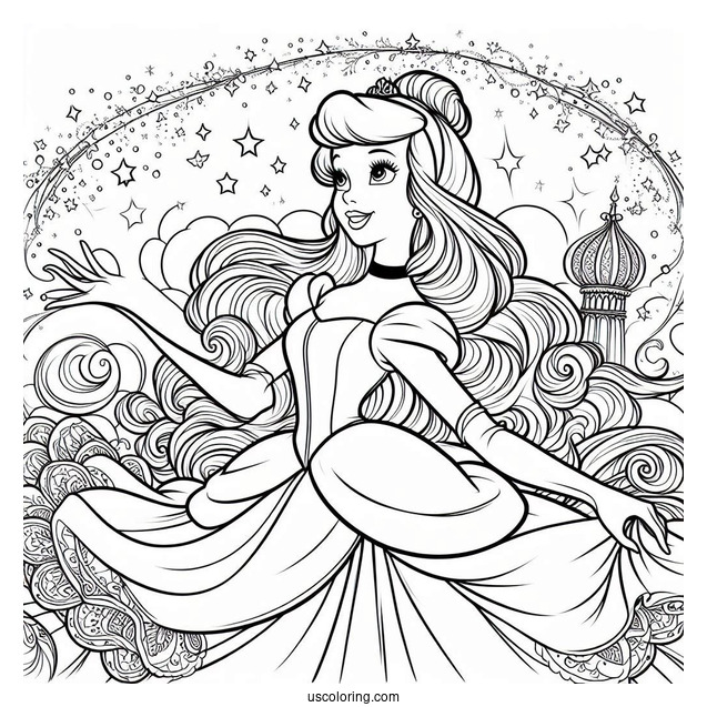 Detailed Coloring Page Of Cinderella