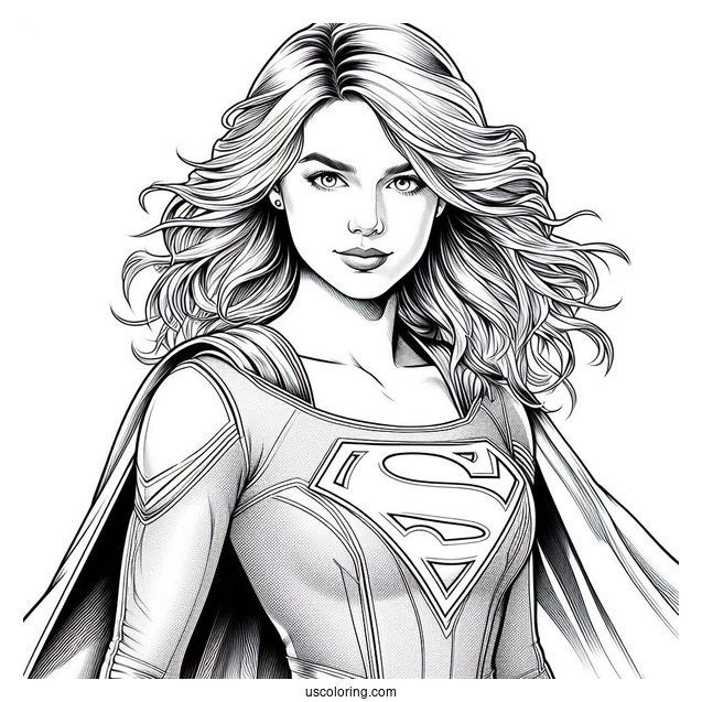 Realistic Kara Zor El Supergirl Coloring Page