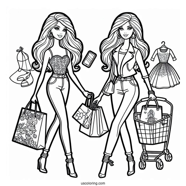 Barbie Out Shopping Coloring Sheet