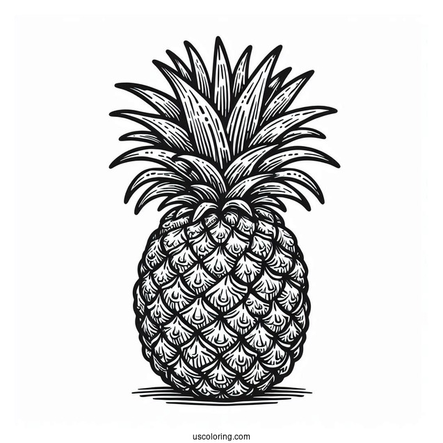 Big Juicy Pineapple Coloring Page In Backyard Paradise