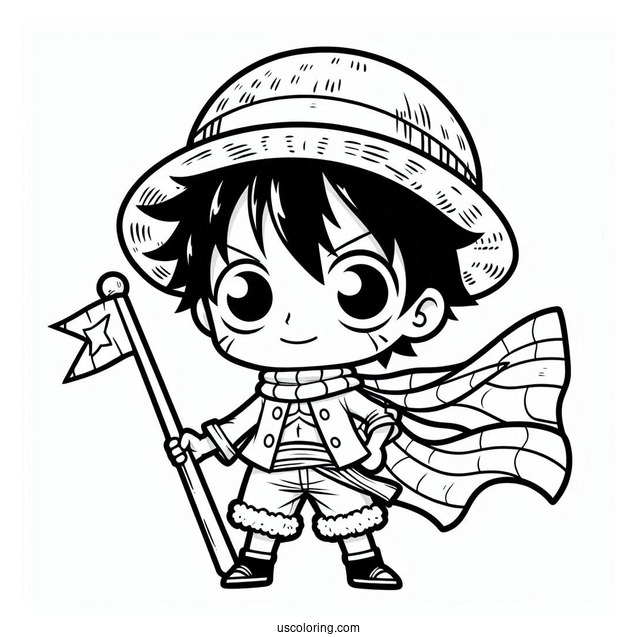 Chibi Luffy Coloring Page For Preschoolers