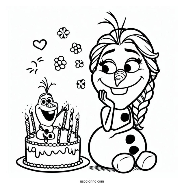 Olaf Happy Birthday Coloring Page For Kids