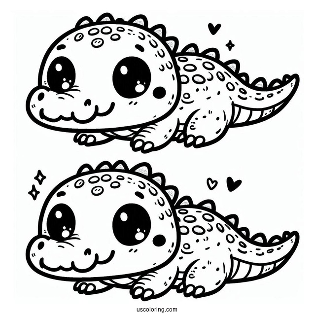 Kawaii Themed Crocodile Coloring Sheet