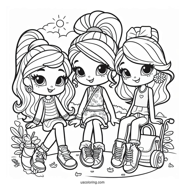 Polly Pocket Coloring Page Hanging Out With Shani Smith And Lila Draper