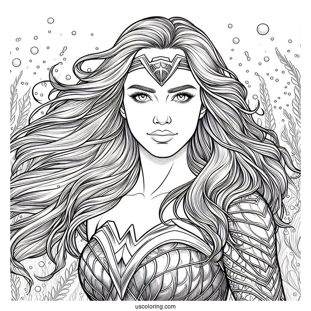 Aquaman Coloring Page Realistic Mera In Atlantis