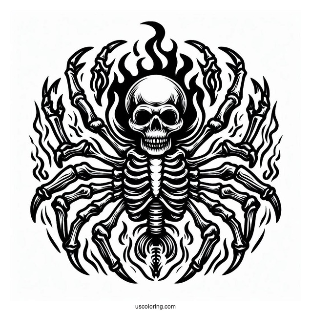 Detailed Danger Skeleton Coloring Page