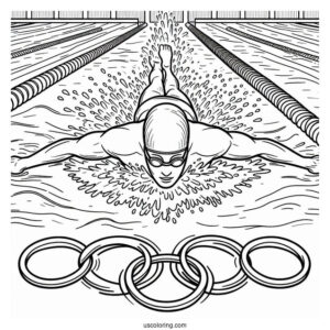 Olympics Coloring Page Of Swimmer Inside The Pool