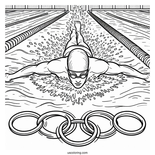 Olympics Coloring Page Of Swimmer Inside The Pool