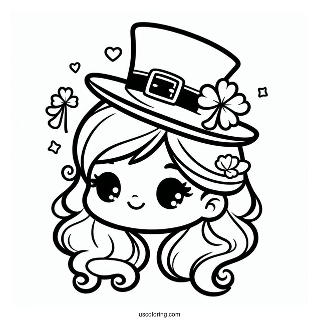 St. Patrick's Day Coloring Page Of Easy Leprechaun Hat With Shamrock For Kids