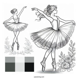 Ballerina Doing a Curtsy To Color