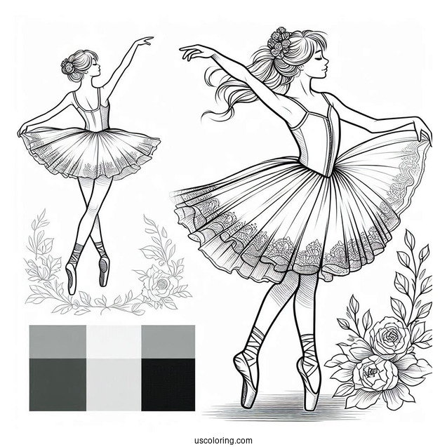 Ballerina Doing a Curtsy To Color
