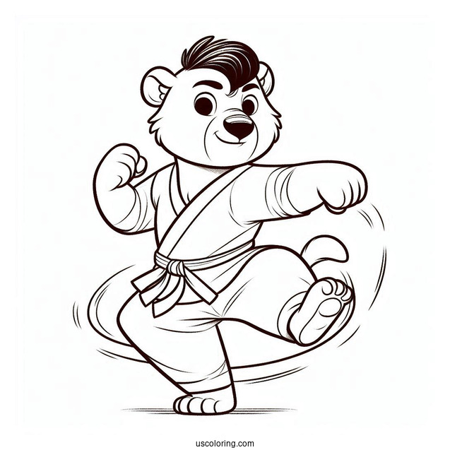Jungle Book Coloring Page Of Simple Baloo In Kung Fu Pose For Kids