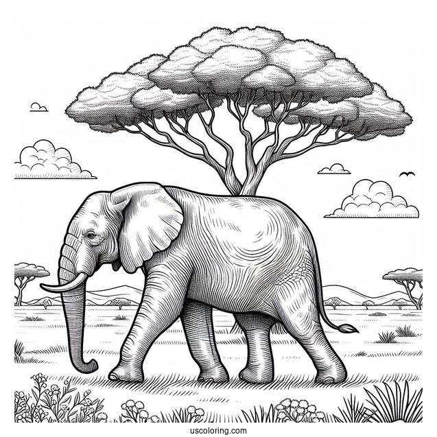 African Bush Elephant Walking On Plains