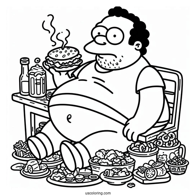 Simpsons Coloring Pages Of Simpsons Fat Tony