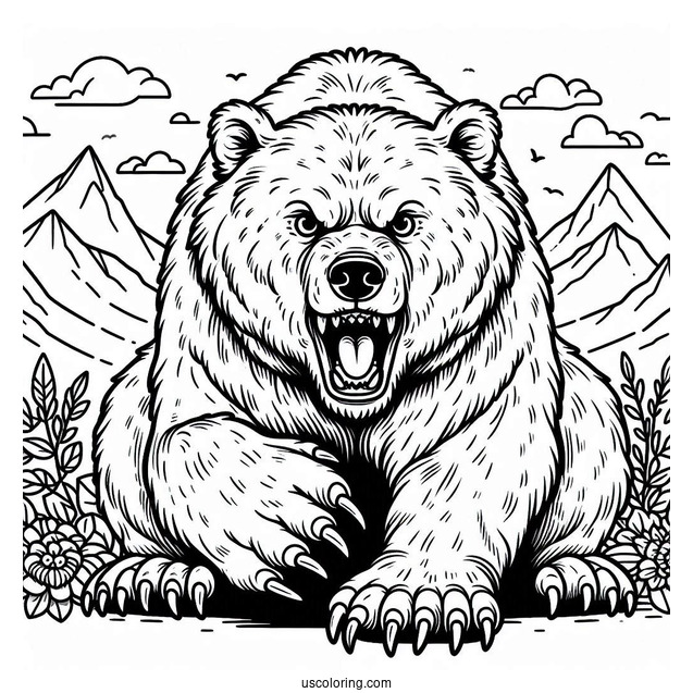 Bear Coloring Page With Sharp Teeth And Claws