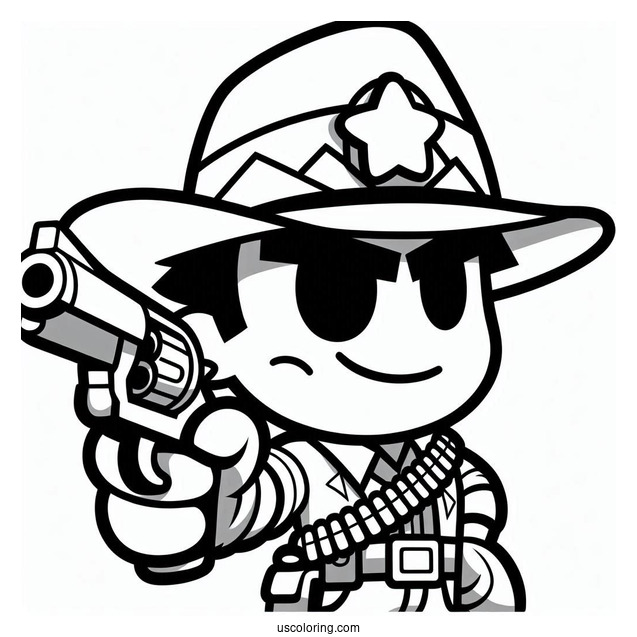 Brawl Stars Coloring Page Of Colt Smirking While Pointing Gun