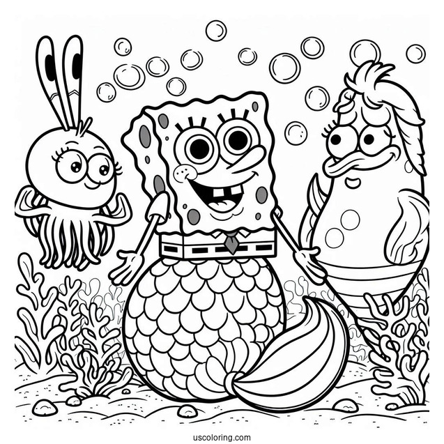 Mermaid Man And Barnacle Boy SpongeBob Coloring Page For Kids