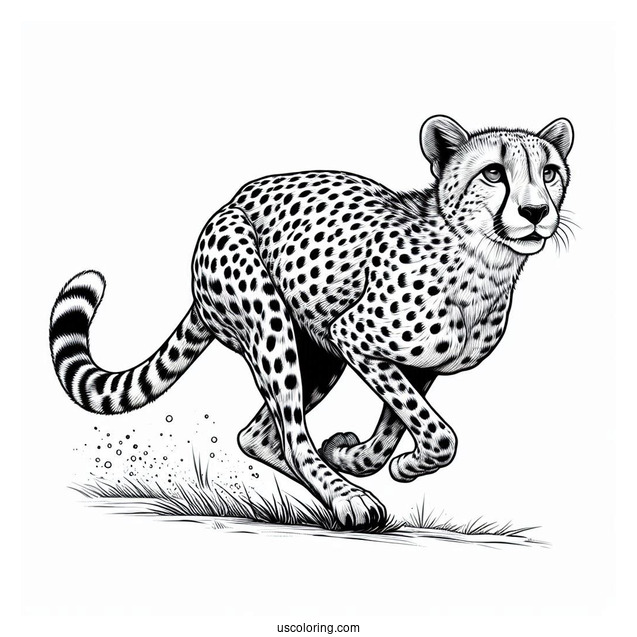 Realistic Cheetah Coloring Page In Mid Run