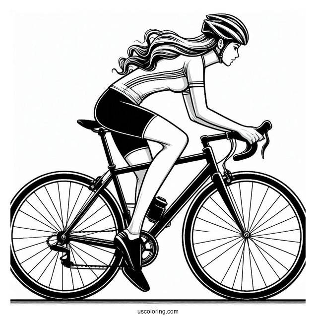 Cyclist Racing With Bicycle Coloring Page