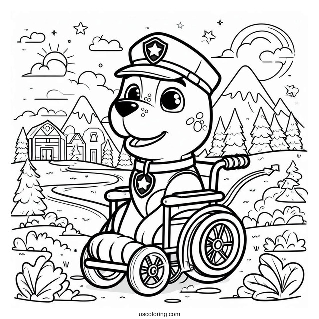 Coloring Sheet Of Rex In His Wheelchair