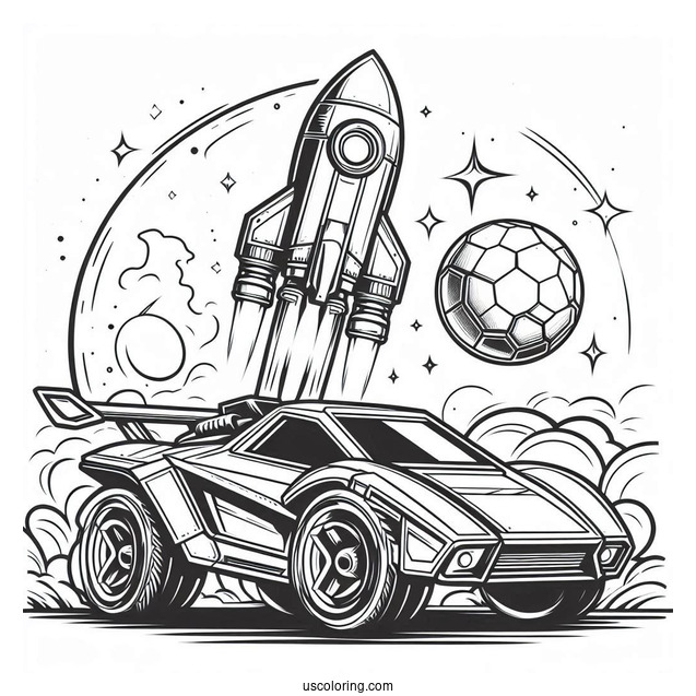 Rocket League Coloring Page Poster For Kids