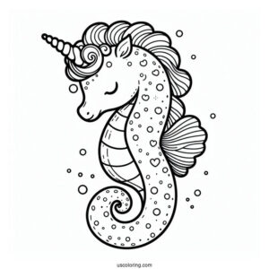 Adorable Unicorn Seahorse To Color