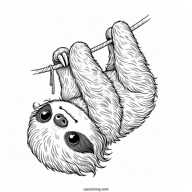 Cute Baby Sloth Hanging Upside Down