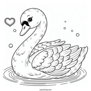 Swan Coloring Page With Big Round Eyes