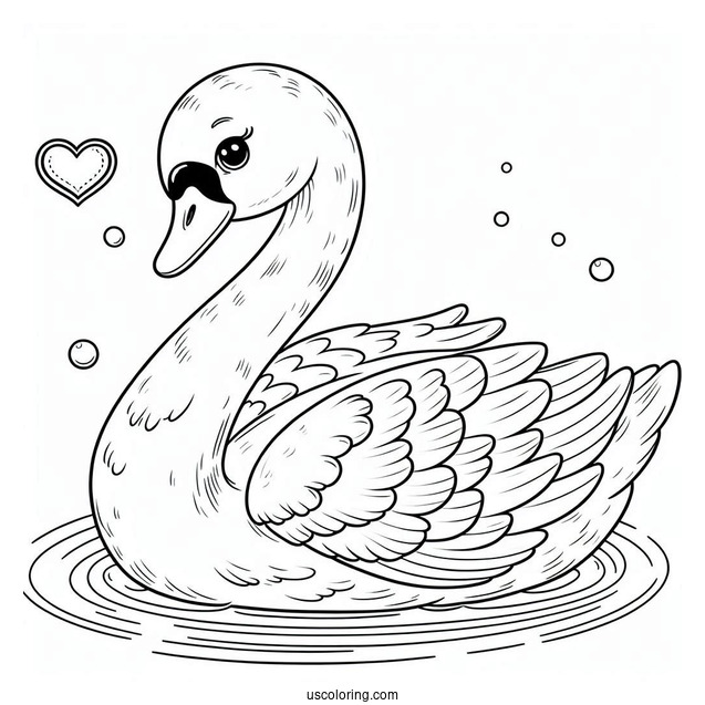 Swan Coloring Page With Big Round Eyes