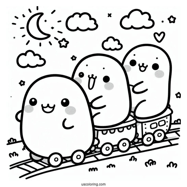 Sumikko Gurashi Coloring Page Friends Riding On Sumi-ssie