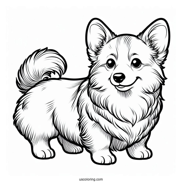 Easy Outline Of Adult Corgi Coloring Page