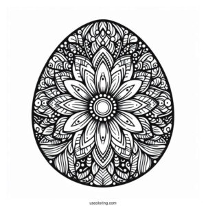Intricate Flower Mandala Easter Egg Coloring Page For Adults