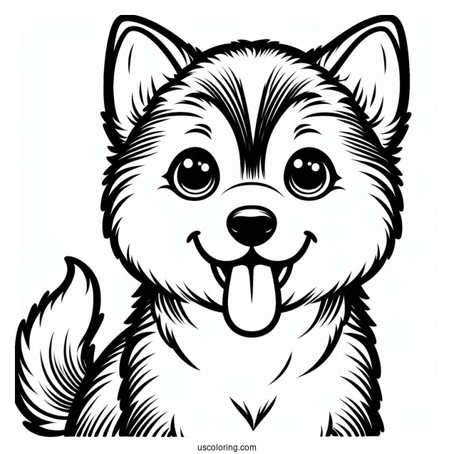 Husky Puppy With Tongue Out Coloring Page