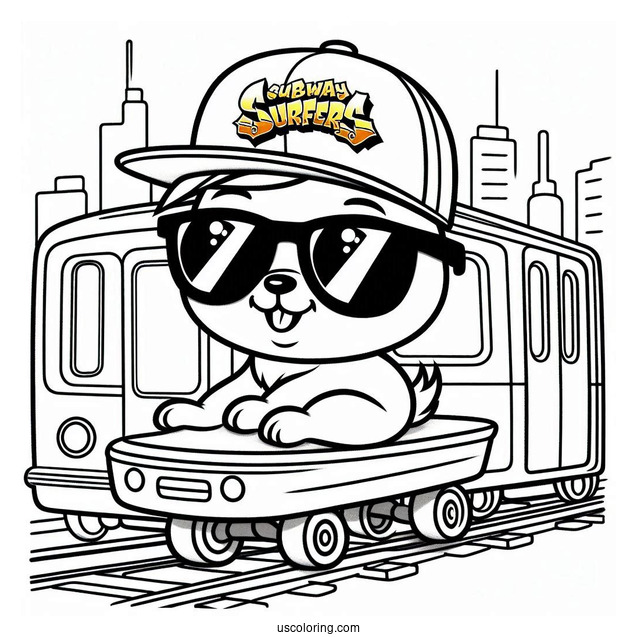 Subway Surfers Coloring Page Jake In Sunglasses For Kids