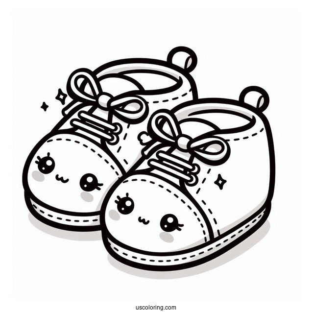 Kawaii Baby Shoes Coloring In