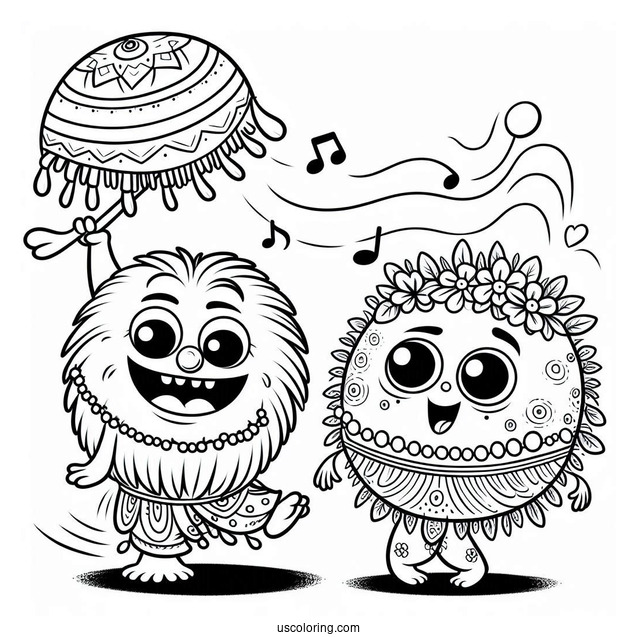 My Singing Monsters Coloring Page Of Pompom And Hoola Dancing For Kids