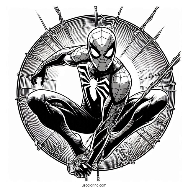 Spider-Man In Web Suit To Color