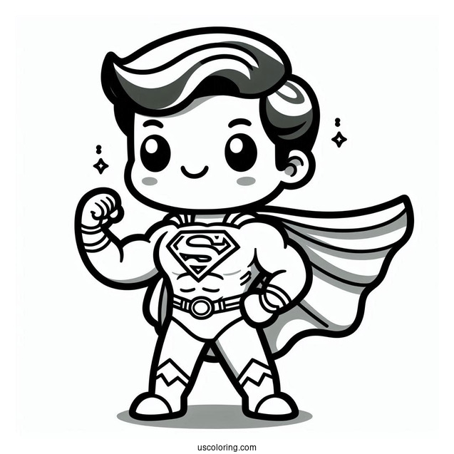 Cute Superman Cartoon Coloring Page For Kids