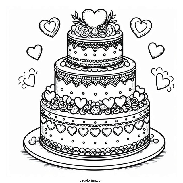 Grand Tiered Cake With Hearts