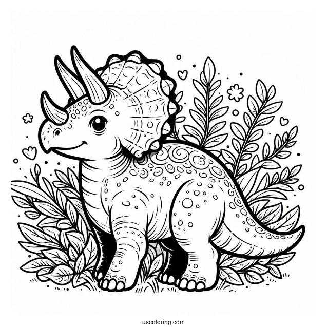 Parasaurolophus Coloring Page With Triceratops