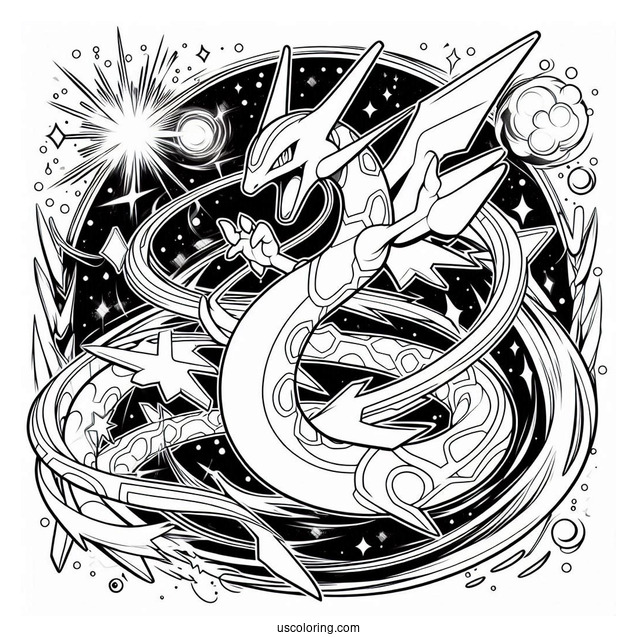 Rayquaza Coloring Page Amazing Burst Pokemon Card