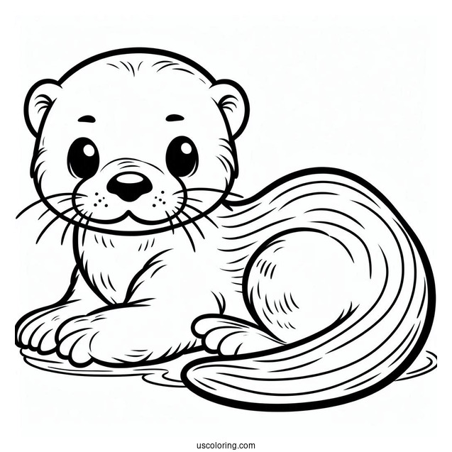 Simple Baby Otter Coloring Page For Preschoolers