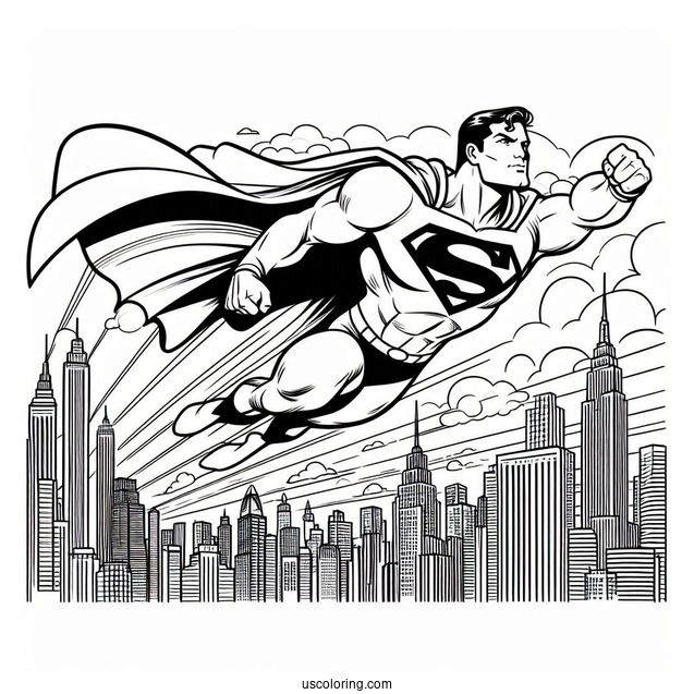 Superman Flying Through City Skyline