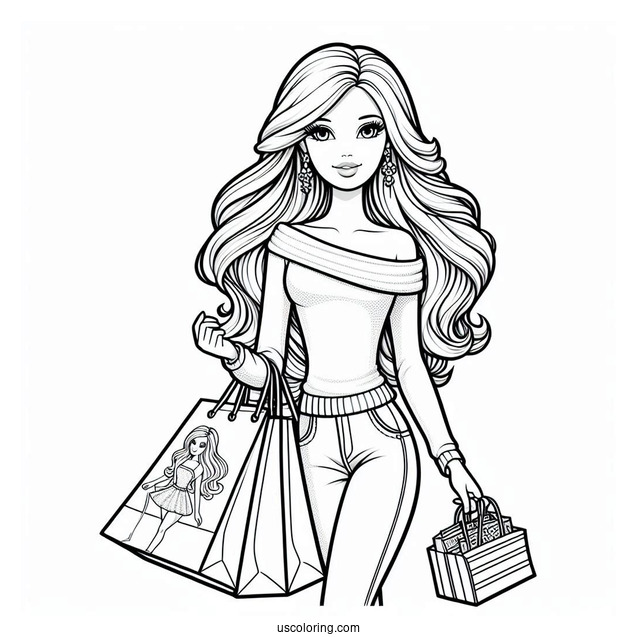 Barbie Out Shopping Coloring Sheet