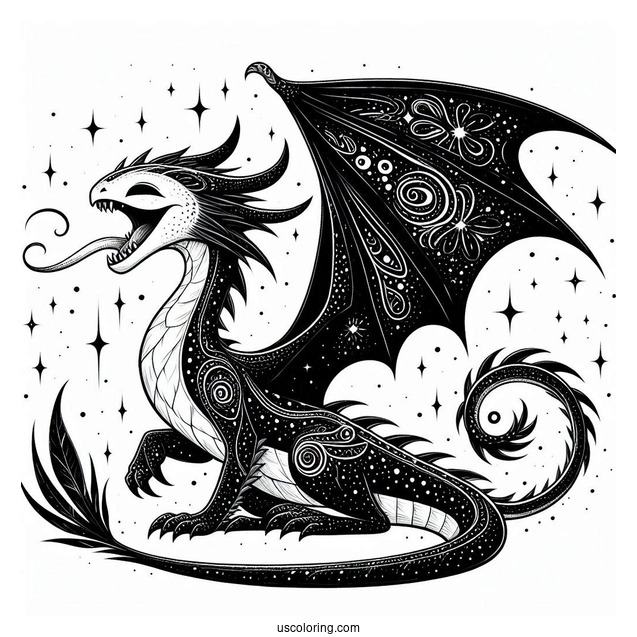 Night Fury With Long Tail And Wings Out